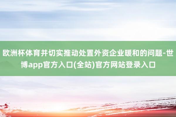 欧洲杯体育并切实推动处置外资企业暖和的问题-世博app官方入口(全站)官方网站登录入口