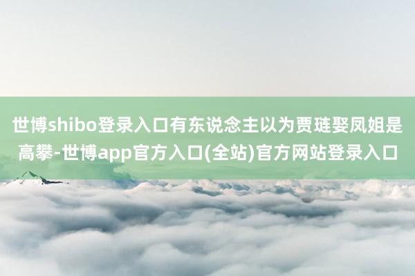 世博shibo登录入口有东说念主以为贾琏娶凤姐是高攀-世博app官方入口(全站)官方网站登录入口